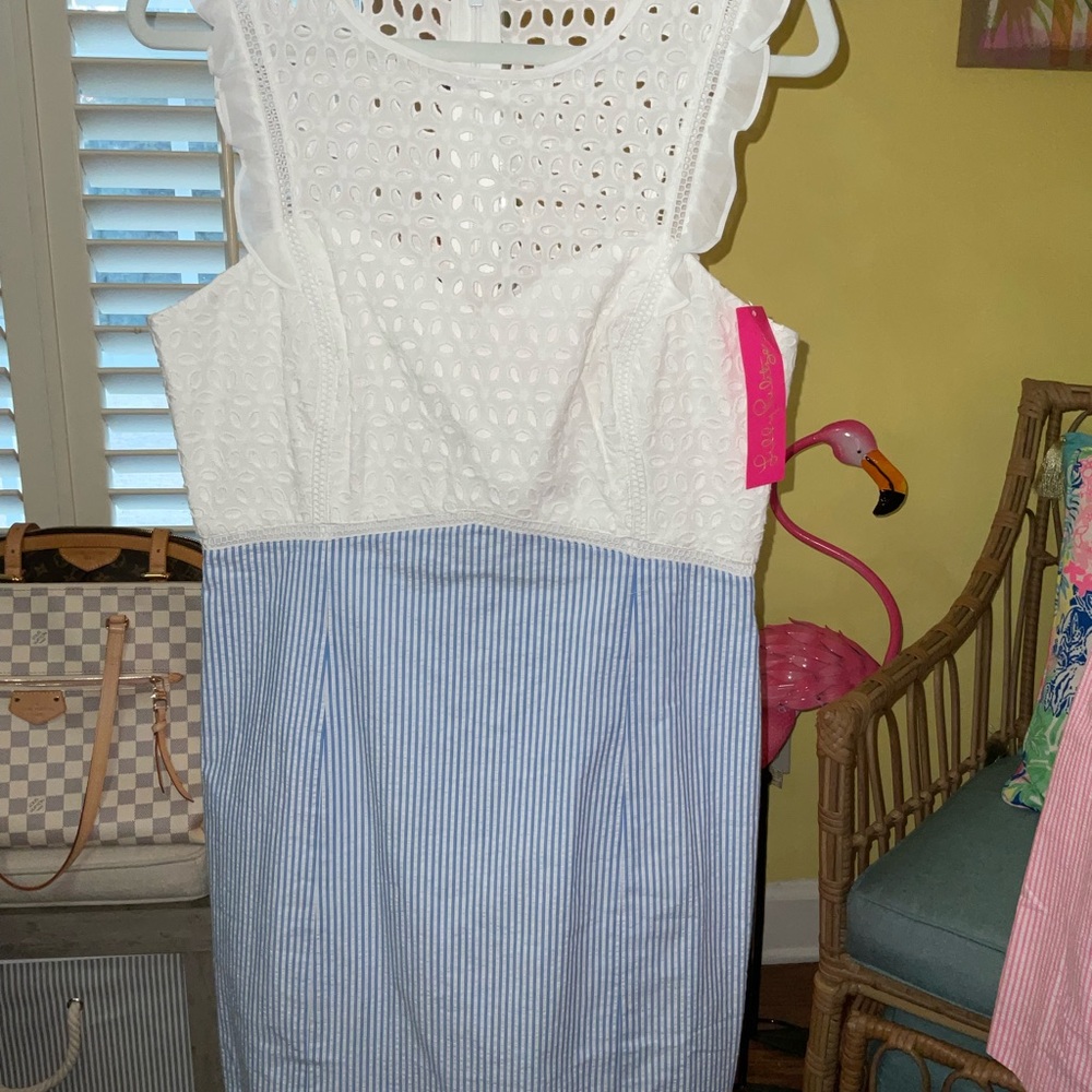 Lilly Pulitzer White and Blue Dress NWOT! - Picture 9 of 16